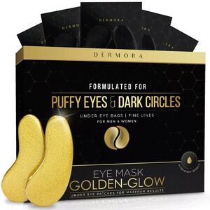 DERMORA Golden Glow Under Eye Masks 50 Pairs Puffiness, Fine Lines, Dark Circles